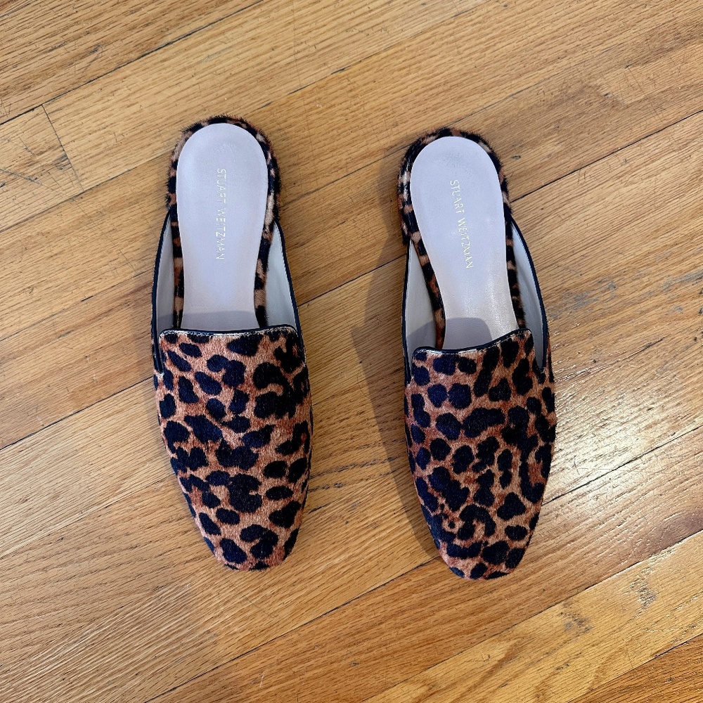 Stuart Weitzman Leopard Print Mules - Size 6.5 - image 1